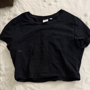 TNA Black Cropped Crewneck Tee